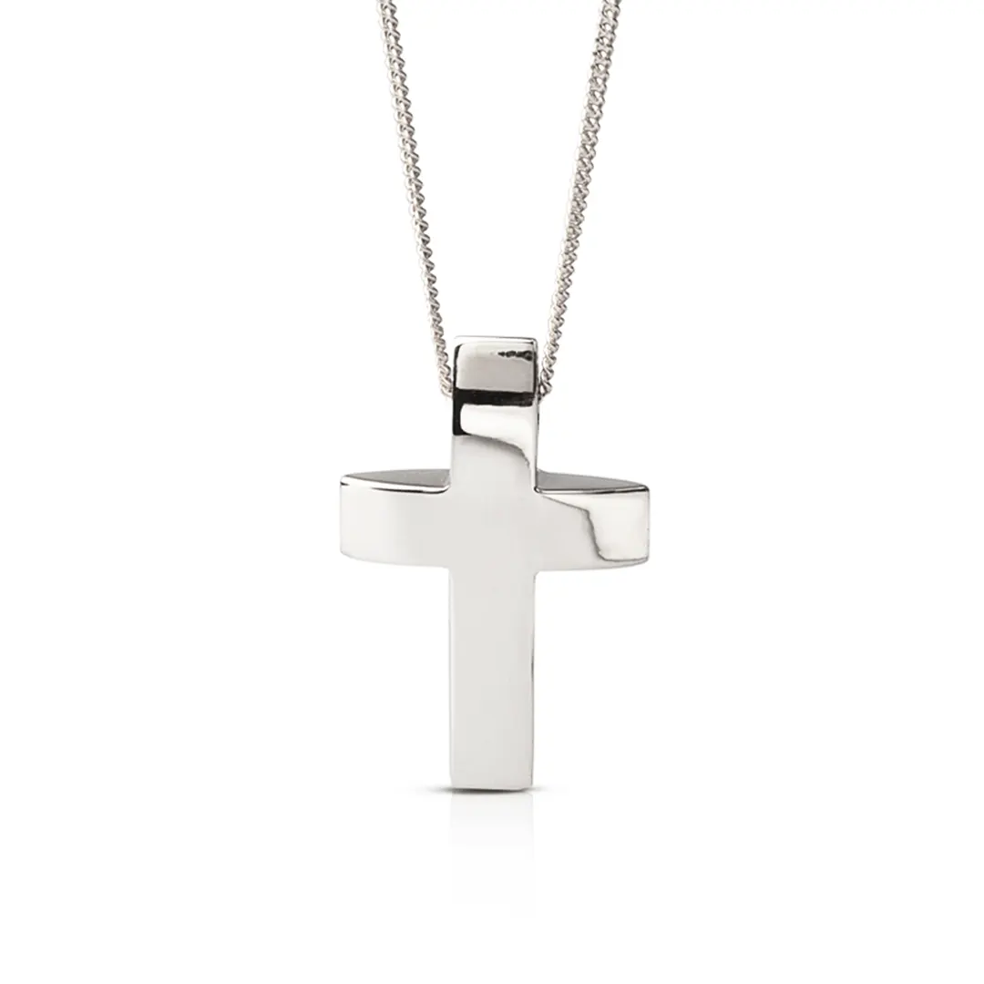 Double Curved Gold Cross Pendant, Small Size - Image 3