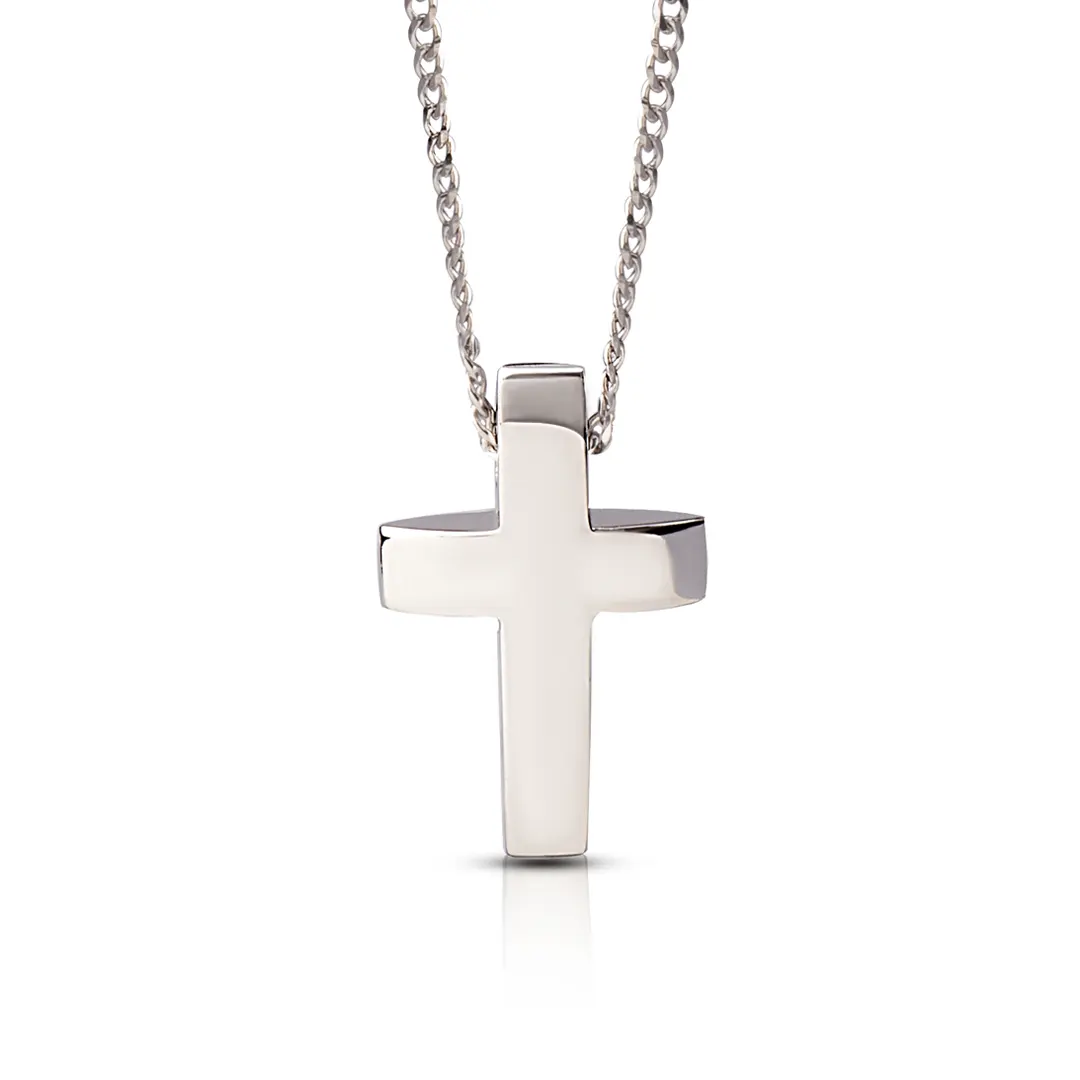 Double Curved Gold Cross Pendant, Small Size - Image 4
