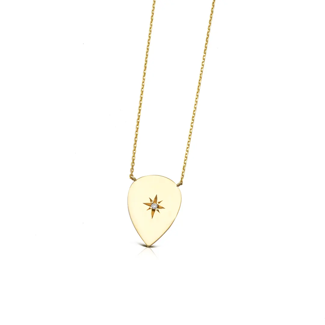 14K Gold Drop Diamond Star Necklace (big) - Image 3