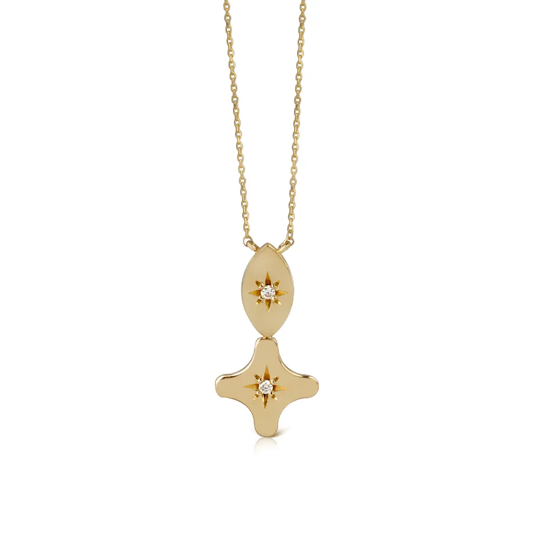 Navette and Star Diamond Necklace - Image 2