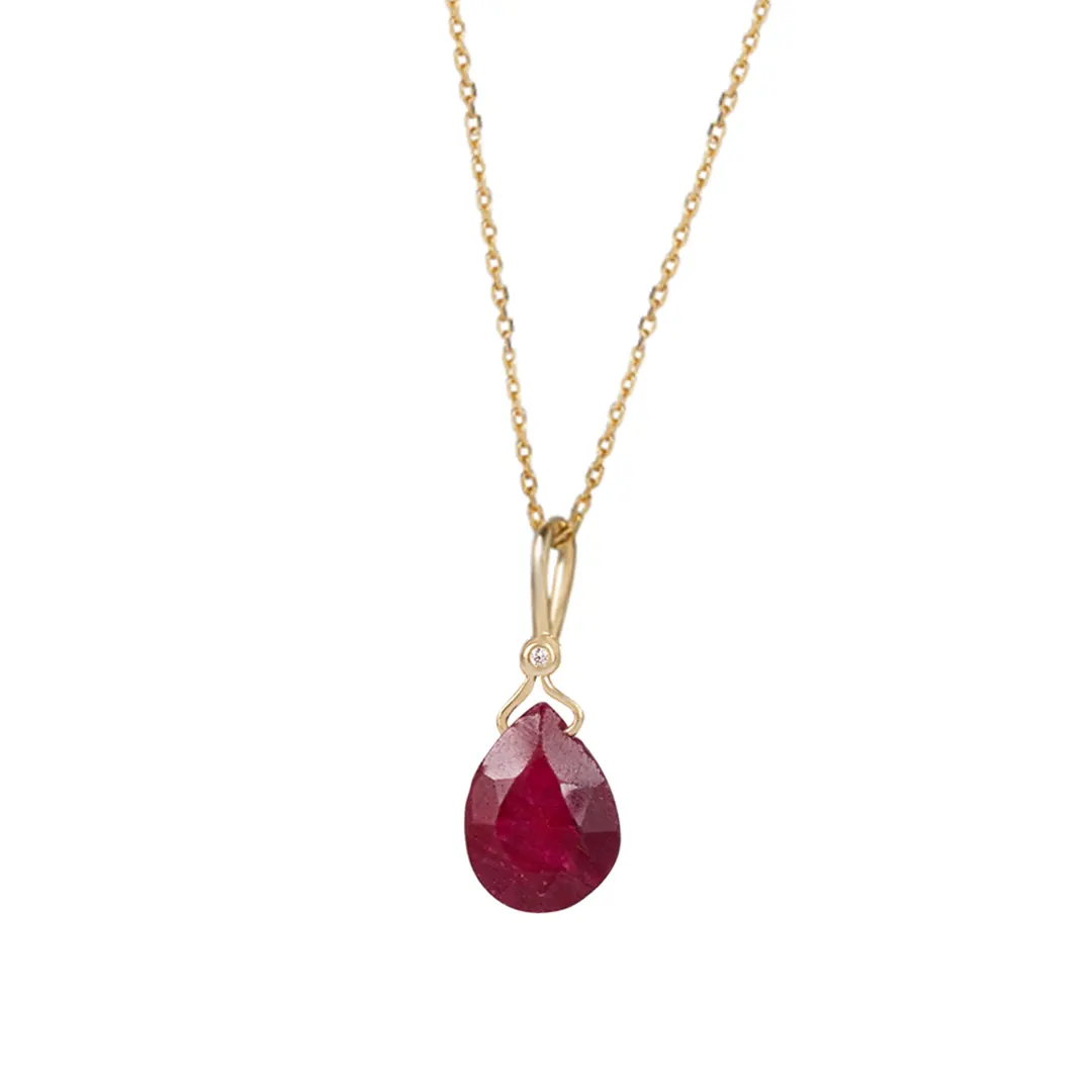 Rough Ruby Drop Necklace