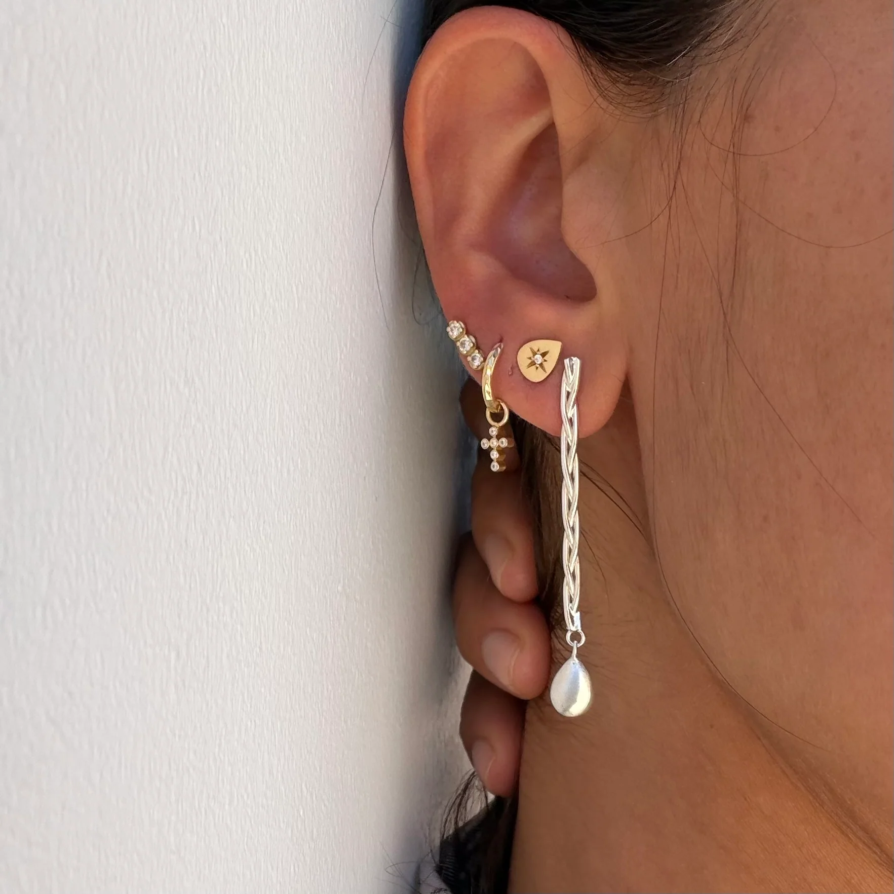 Silver Braided Drop Earrings - Image 6
