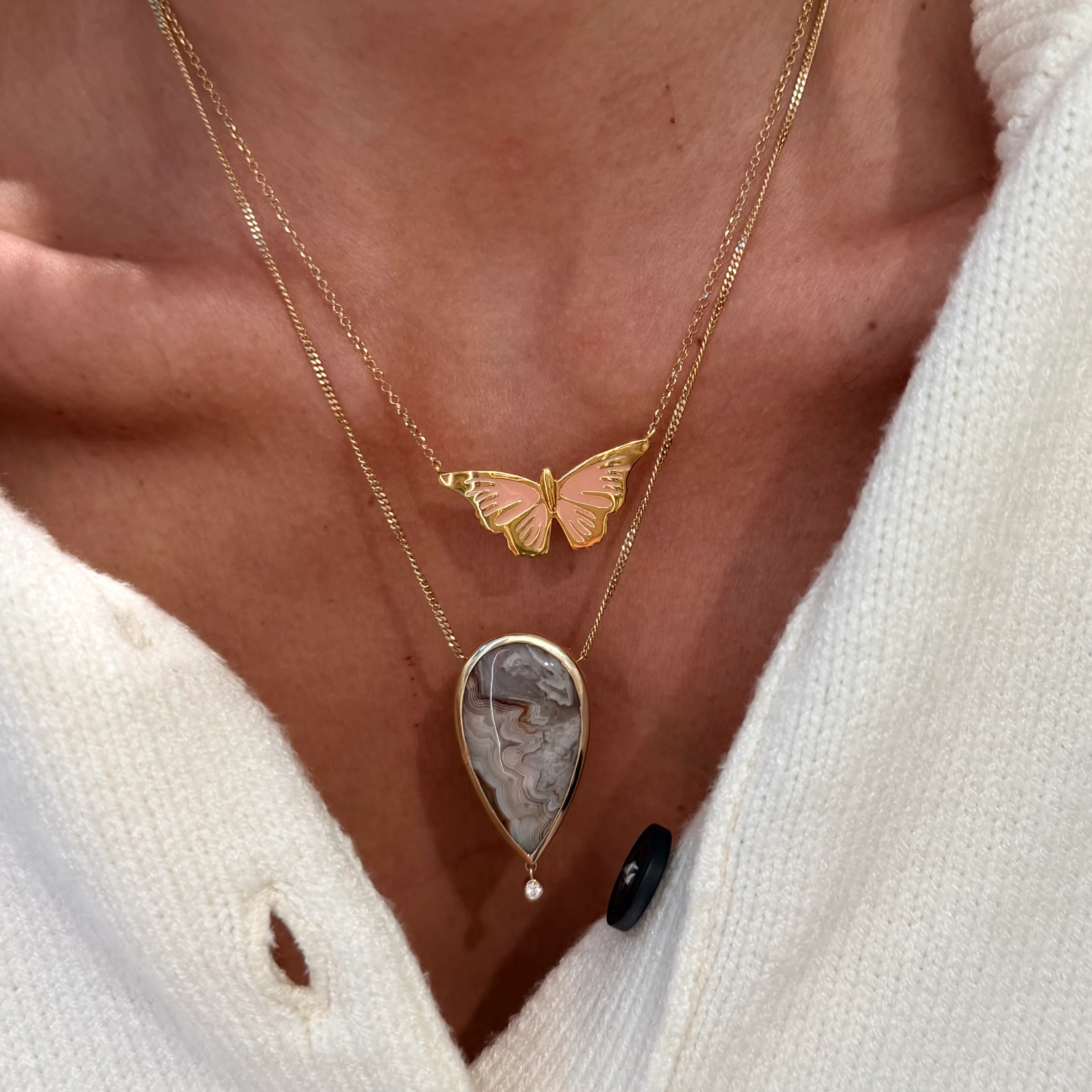 Silver gold plated Butterfly Necklace with enamel details - Image 6
