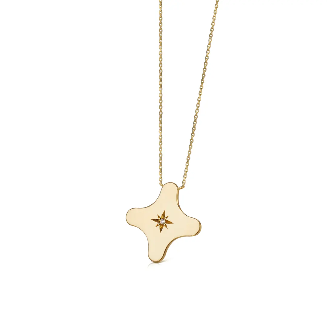 14K Gold Star Diamond Star Necklace (big) - Image 3