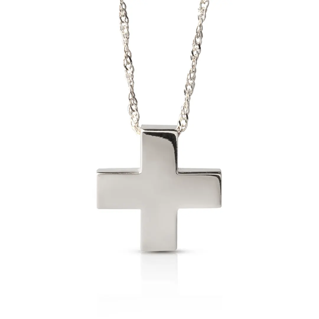 Thick Squared Gold Cross Pendant - Image 4