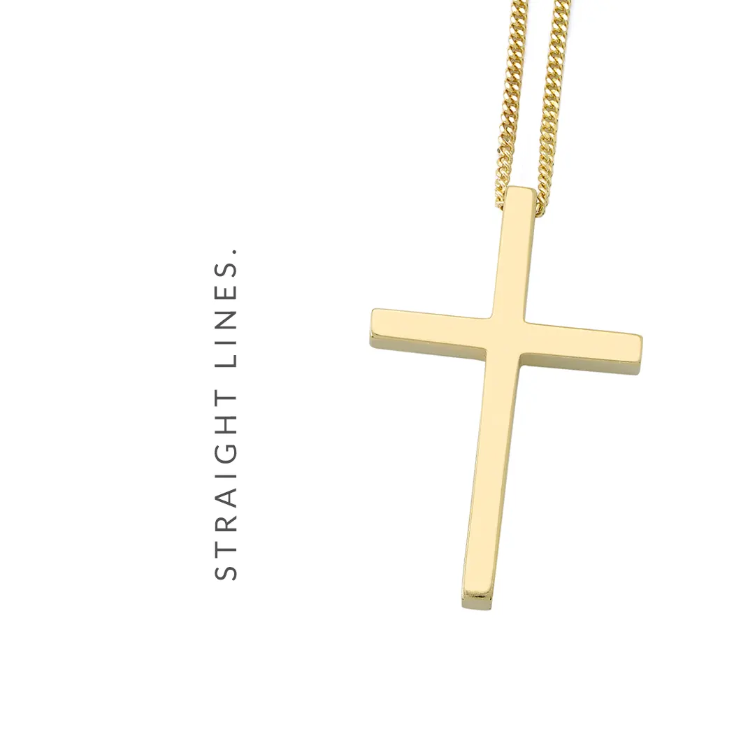 Thin and Tall Gold Cross Pendant - Image 4