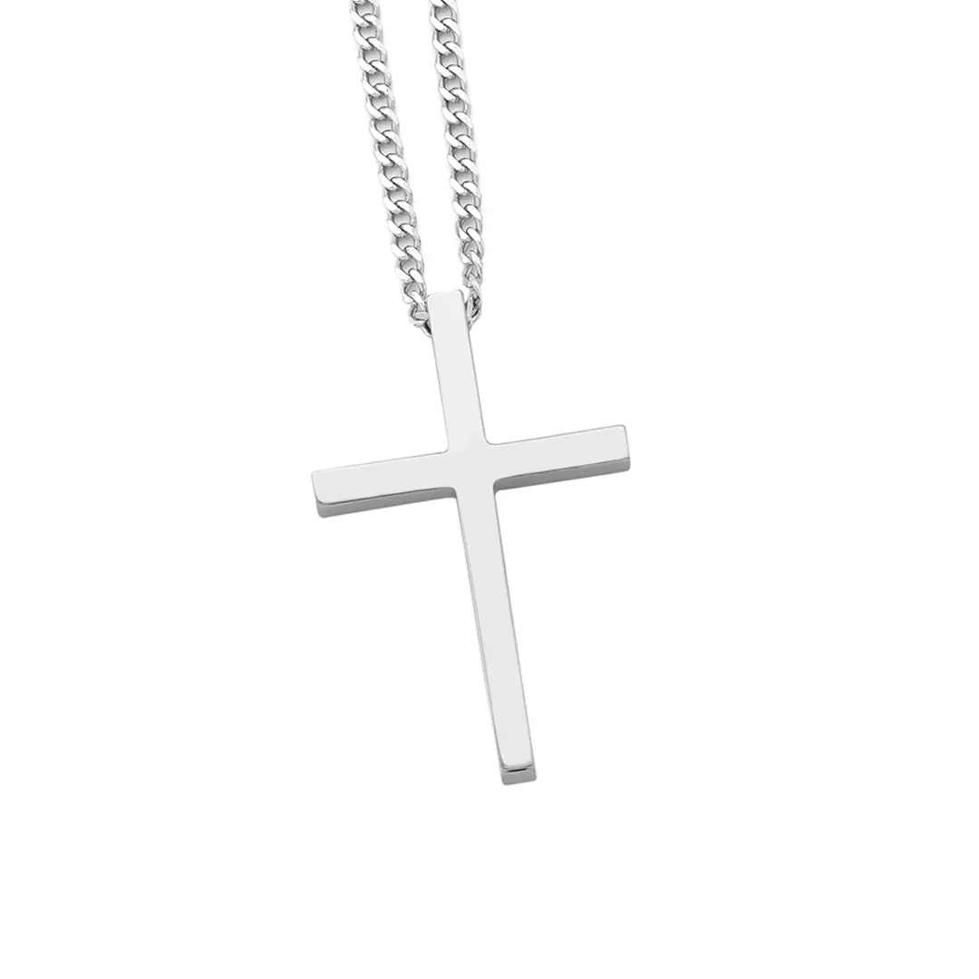 Thin Gold Cross Pendant with Freshwater Pearl - Image 6