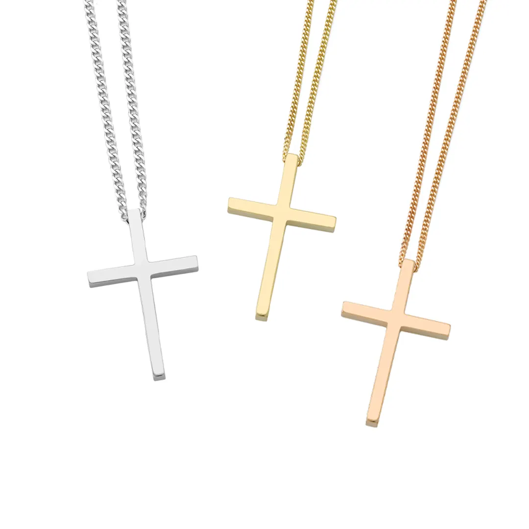 Thin Gold Cross Pendant with Freshwater Pearl - Image 8
