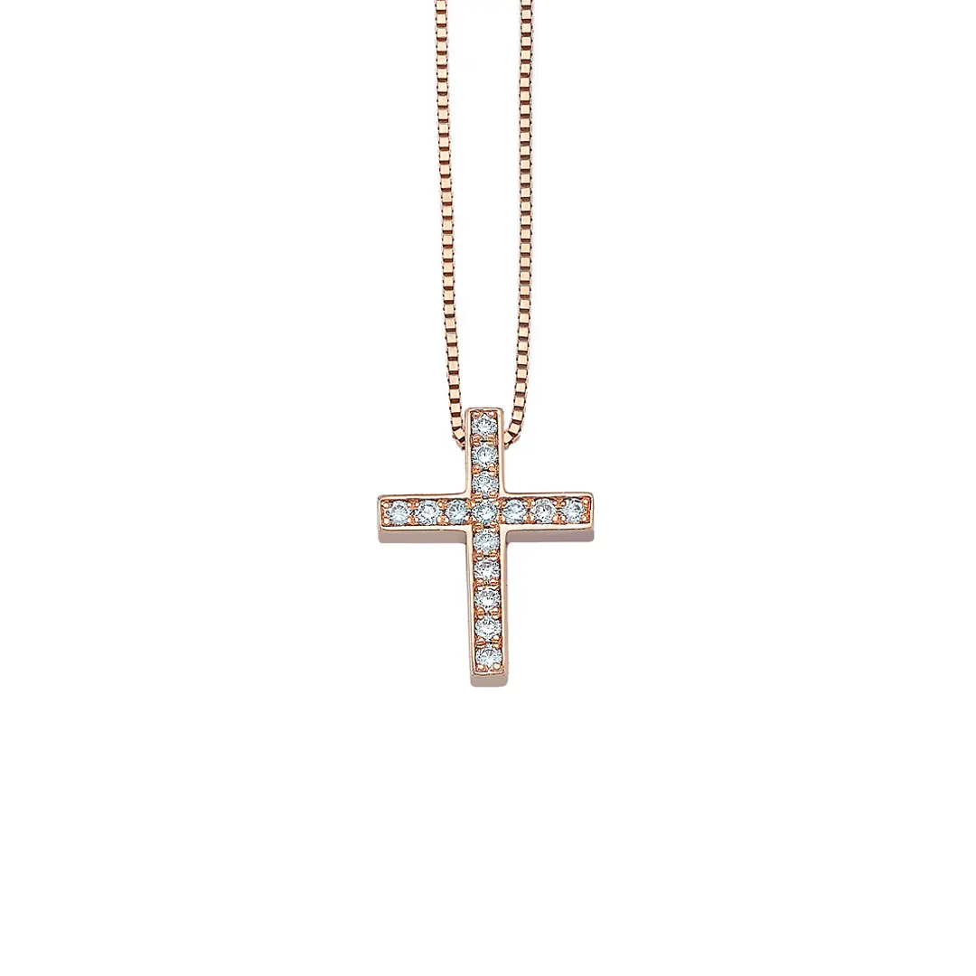 Tiny Diamond Gold Cross Pendant