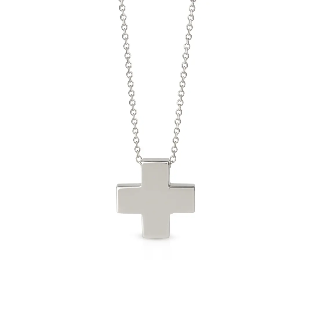 Tiny Squared Gold Cross Pendant - Image 5