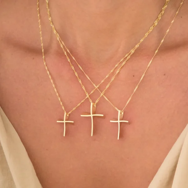 Twisted Gold Cross Pendant, Medium Size - Image 4